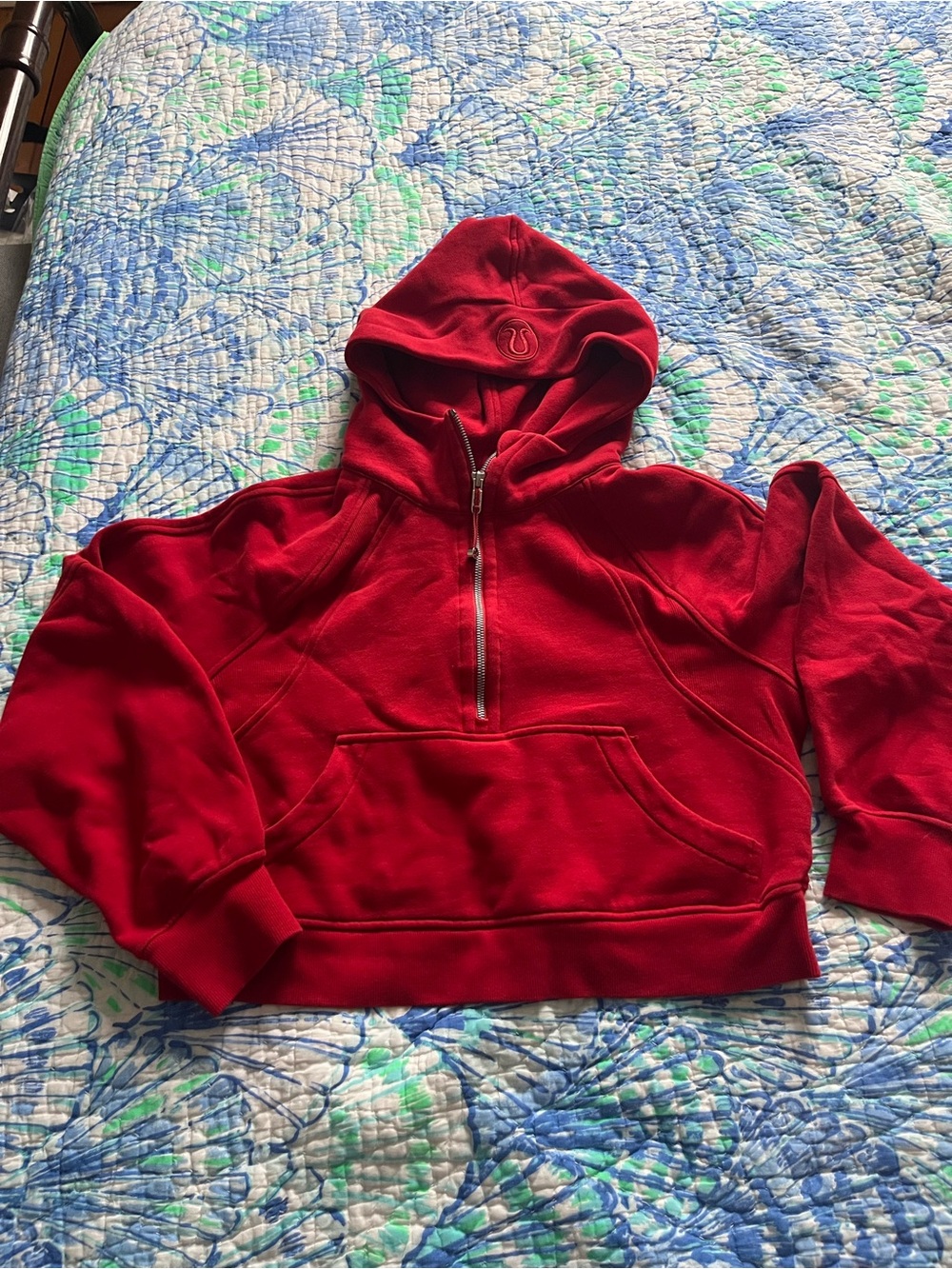 Scuba Oversized Half-Zip Hoodie XS Small College Crimson